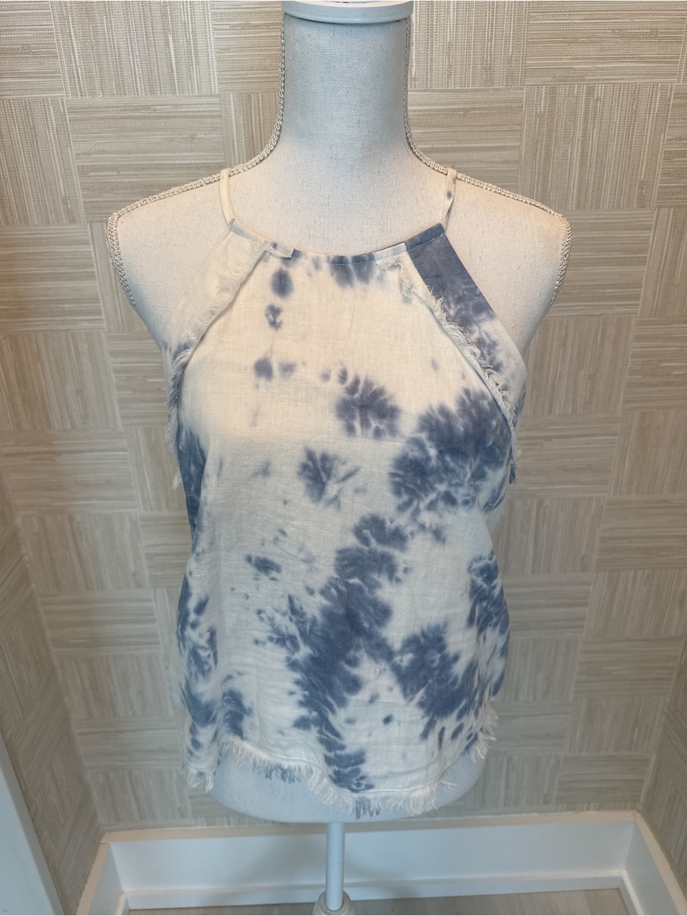 FATE Blue Tie Dye Keyhole Halter Top Size S
